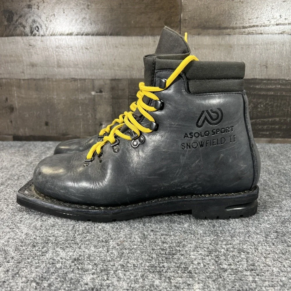 ASOLO Sport Snowfield II All-Leather Nordic Telemark 75mm 3-Pin Boots Men's 9 NM